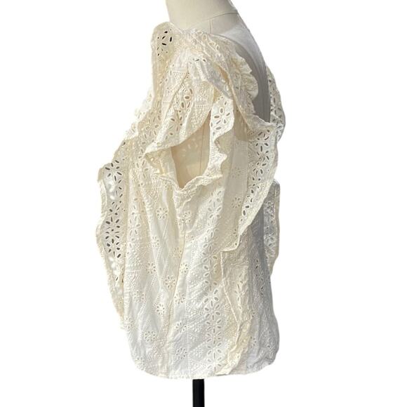 Spartina 449 Taralynn Eyelet Top Pearl White Puff Sleeve Blouse Size extra large - Picture 5 of 11